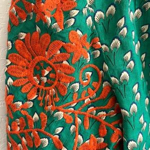 THML Verde Mock Neck Embroidered Puff Sleeve Top-Green THML